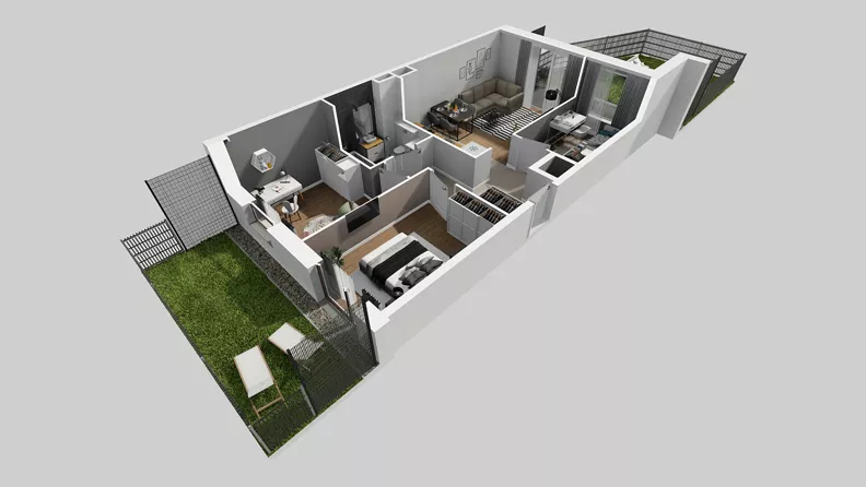 4 pokoje, mieszkanie 60,96 m², parter, oferta nr A/1, Międzyleska 4, Wrocław, Tarnogaj, Krzyki, ul. Międzyleska