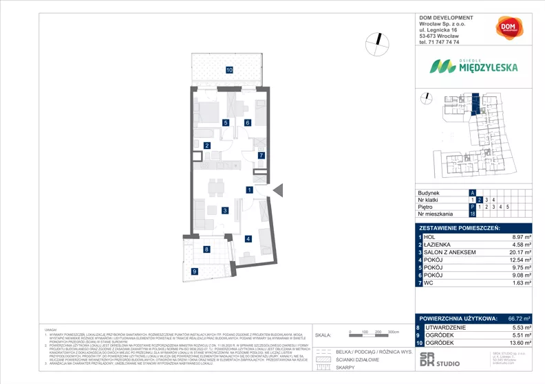 4 pokoje, mieszkanie 66,72 m², parter, oferta nr A/18, Międzyleska 4, Wrocław, Tarnogaj, Krzyki, ul. Międzyleska