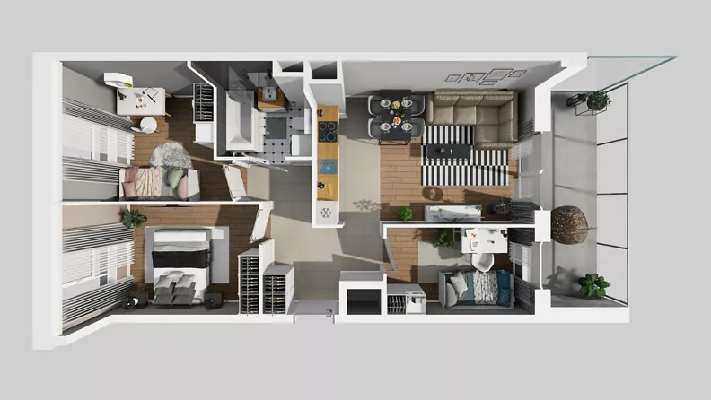4 pokoje, mieszkanie 60,96 m², piętro 1, oferta nr A/3, Międzyleska 4, Wrocław, Tarnogaj, Krzyki, ul. Międzyleska