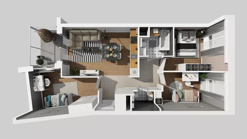 4 pokoje, mieszkanie 66,72 m², piętro 5, oferta nr A/53, Międzyleska 4, Wrocław, Tarnogaj, Krzyki, ul. Międzyleska