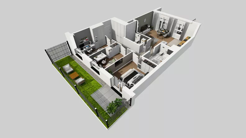 4 pokoje, mieszkanie 74,31 m², parter, oferta nr E/1, Osiedle Urbino 4.3, Warszawa, Włochy, Raków, ul. Szybka