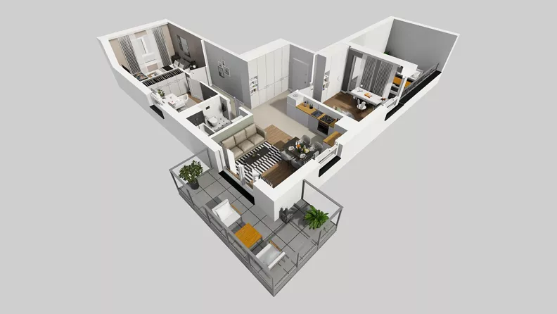 4 pokoje, mieszkanie 64,96 m², piętro 1, oferta nr E/6, Osiedle Urbino 4.3, Warszawa, Włochy, Raków, ul. Szybka