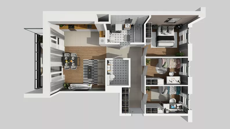 4 pokoje, mieszkanie 74,38 m², piętro 2, oferta nr E/7, Osiedle Urbino 4.3, Warszawa, Włochy, Raków, ul. Szybka