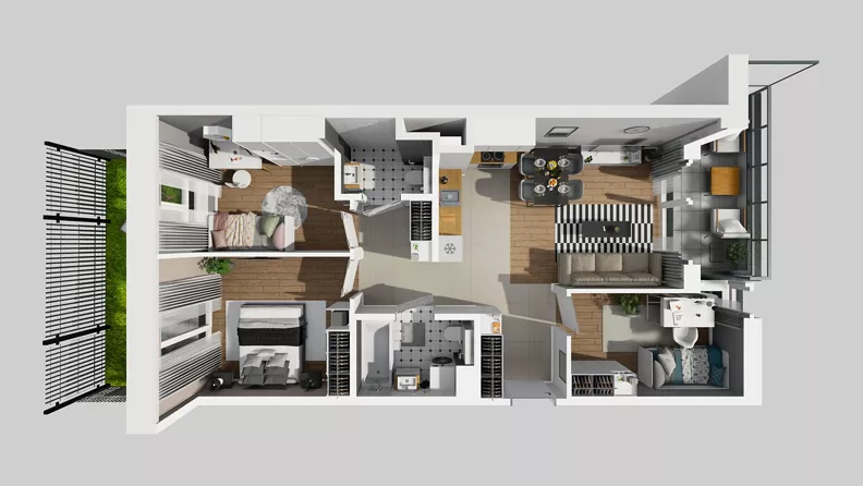 4 pokoje, mieszkanie 66,57 m², parter, oferta nr E/27, Osiedle Urbino 4.3, Warszawa, Włochy, Raków, ul. Szybka