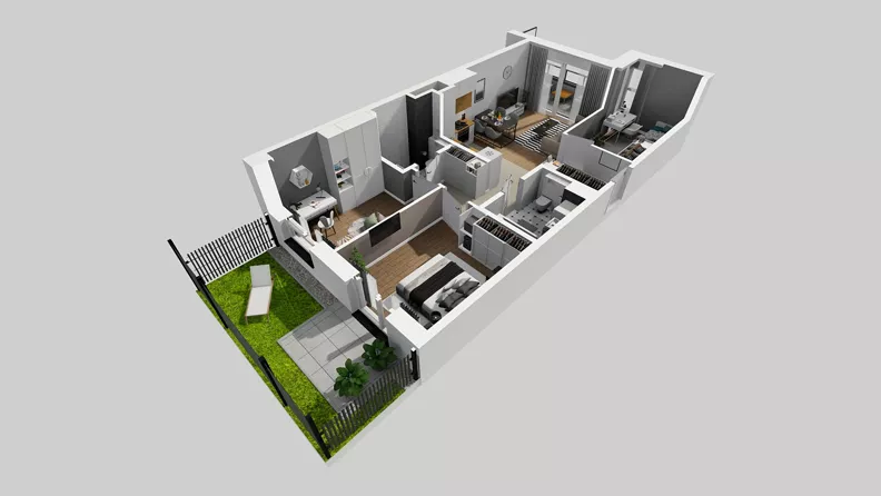 4 pokoje, mieszkanie 66,57 m², parter, oferta nr E/27, Osiedle Urbino 4.3, Warszawa, Włochy, Raków, ul. Szybka