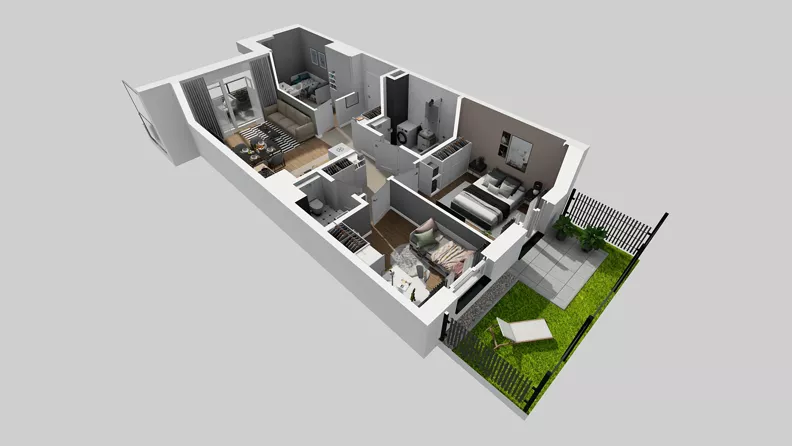 4 pokoje, mieszkanie 66,57 m², parter, oferta nr E/27, Osiedle Urbino 4.3, Warszawa, Włochy, Raków, ul. Szybka