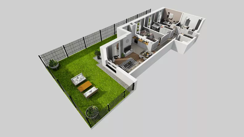 4 pokoje, mieszkanie 73,75 m², parter, oferta nr E/28, Osiedle Urbino 4.3, Warszawa, Włochy, Raków, ul. Szybka