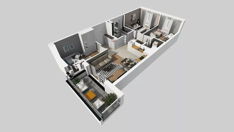 4 pokoje, mieszkanie 66,65 m², piętro 1, oferta nr E/33, Osiedle Urbino 4.3, Warszawa, Włochy, Raków, ul. Szybka