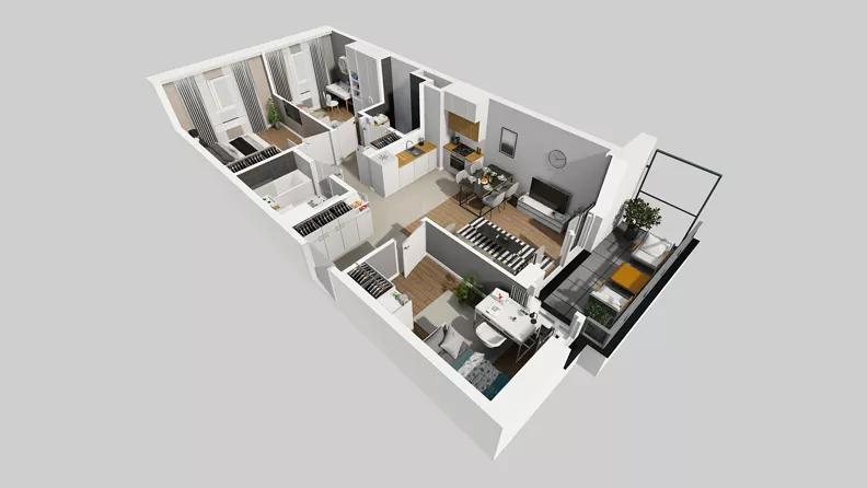 4 pokoje, mieszkanie 66,65 m², piętro 1, oferta nr E/33, Osiedle Urbino 4.3, Warszawa, Włochy, Raków, ul. Szybka