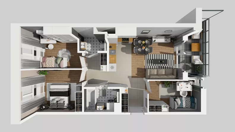 4 pokoje, mieszkanie 66,65 m², piętro 4, oferta nr E/54, Osiedle Urbino 4.3, Warszawa, Włochy, Raków, ul. Szybka