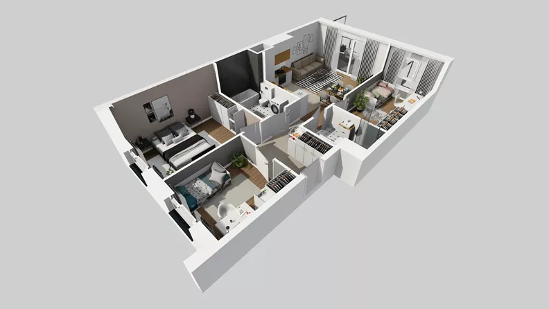 4 pokoje, mieszkanie 75,50 m², piętro 2, oferta nr F/42, Osiedle Urbino 4.3, Warszawa, Włochy, Raków, ul. Szybka