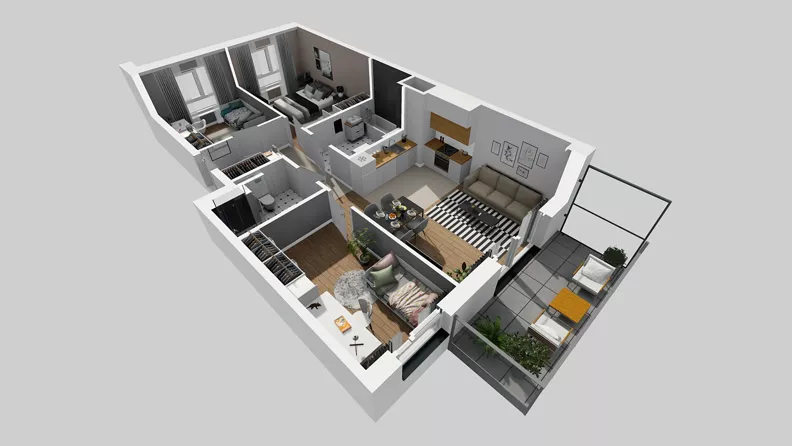4 pokoje, mieszkanie 75,50 m², piętro 2, oferta nr F/42, Osiedle Urbino 4.3, Warszawa, Włochy, Raków, ul. Szybka