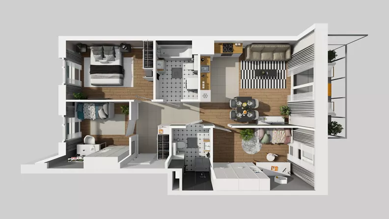 4 pokoje, mieszkanie 75,50 m², piętro 3, oferta nr F/46, Osiedle Urbino 4.3, Warszawa, Włochy, Raków, ul. Szybka