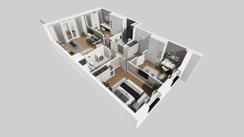 4 pokoje, mieszkanie 75,50 m², piętro 3, oferta nr F/46, Osiedle Urbino 4.3, Warszawa, Włochy, Raków, ul. Szybka