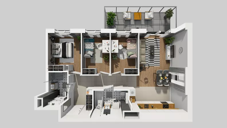 4 pokoje, mieszkanie 74,68 m², piętro 5, oferta nr F/53, Osiedle Urbino 4.3, Warszawa, Włochy, Raków, ul. Szybka