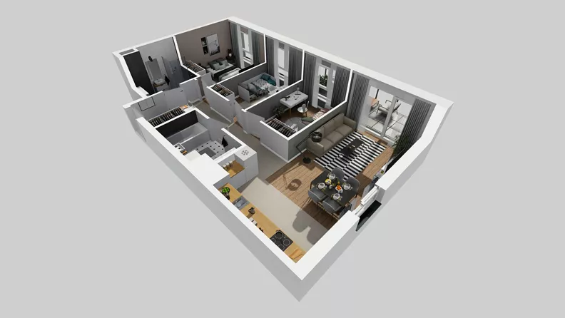 4 pokoje, mieszkanie 74,68 m², piętro 5, oferta nr F/53, Osiedle Urbino 4.3, Warszawa, Włochy, Raków, ul. Szybka