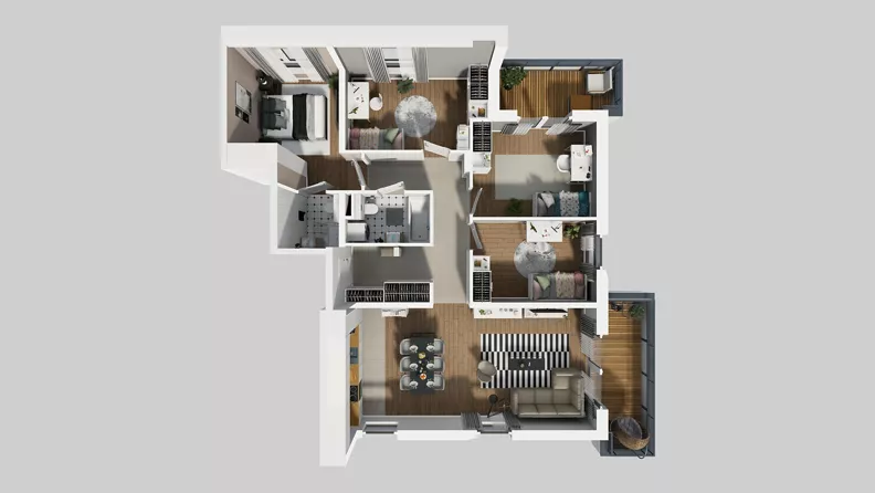 5 pokoi, mieszkanie 101,66 m², piętro 1, oferta nr T/6, Wille Biskupin 2.1, Wrocław, Biskupin-Sępolno-Dąbie-Bartoszowice, Śródmieście, ul. K. Olszewskiego
