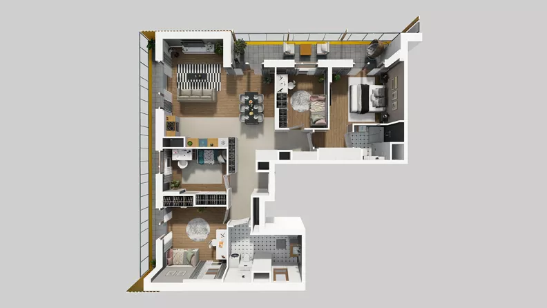 5 pokoi, mieszkanie 117,78 m², piętro 10, oferta nr F/54, Apartamenty Literacka bud. E i F, Warszawa, Bielany, Piaski, ul. Literacka