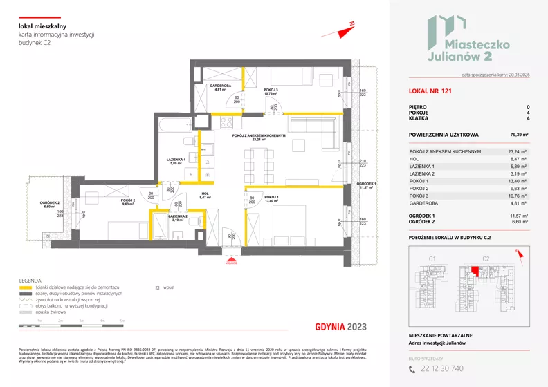 4 pokoje, mieszkanie 79,39 m², parter, oferta nr C2/121, Miasteczko Julianów 2, Julianów, ul. Architektów