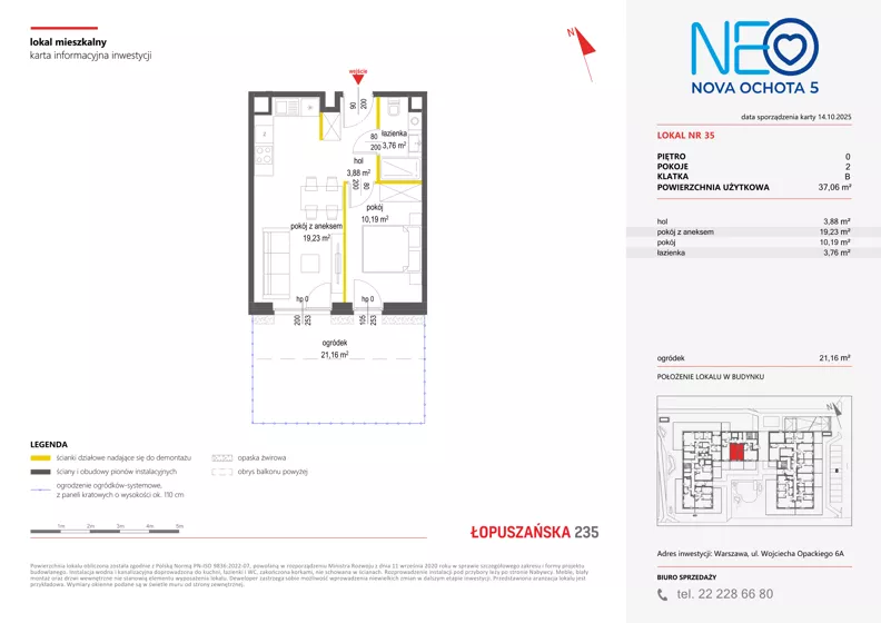 2 pokoje, mieszkanie 37,06 m², parter, oferta nr v/35, Neo Nova Ochota 5, Warszawa, Włochy, Raków, ul. Wojciecha Opackiego 6A