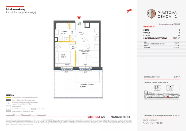 2 pokoje, mieszkanie 30,05 m², parter, oferta nr A-40, Piastova Osada 2, Warszawa, Ursus, Gołąbki, ul. Henryka II Pobożnego