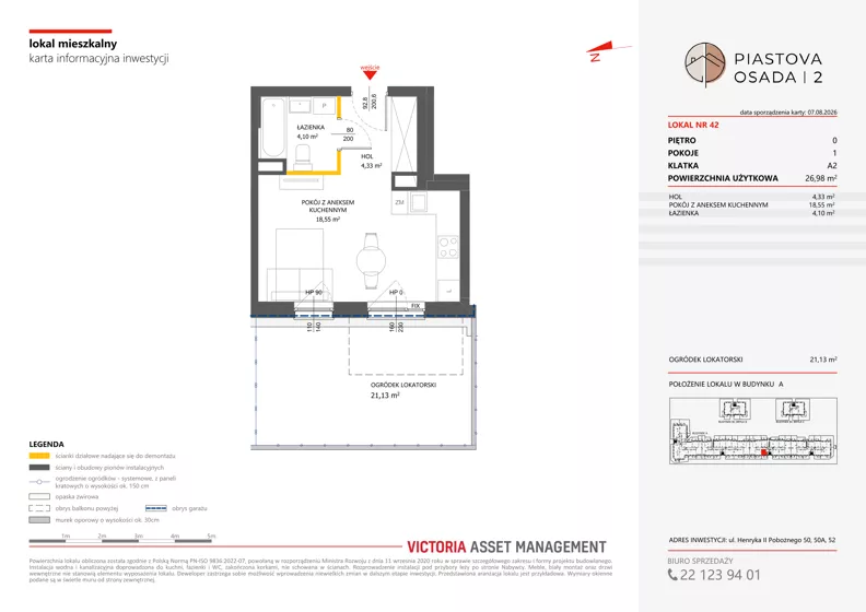 1 pokój, mieszkanie 26,98 m², parter, oferta nr A-42, Piastova Osada 2, Warszawa, Ursus, Gołąbki, ul. Henryka II Pobożnego