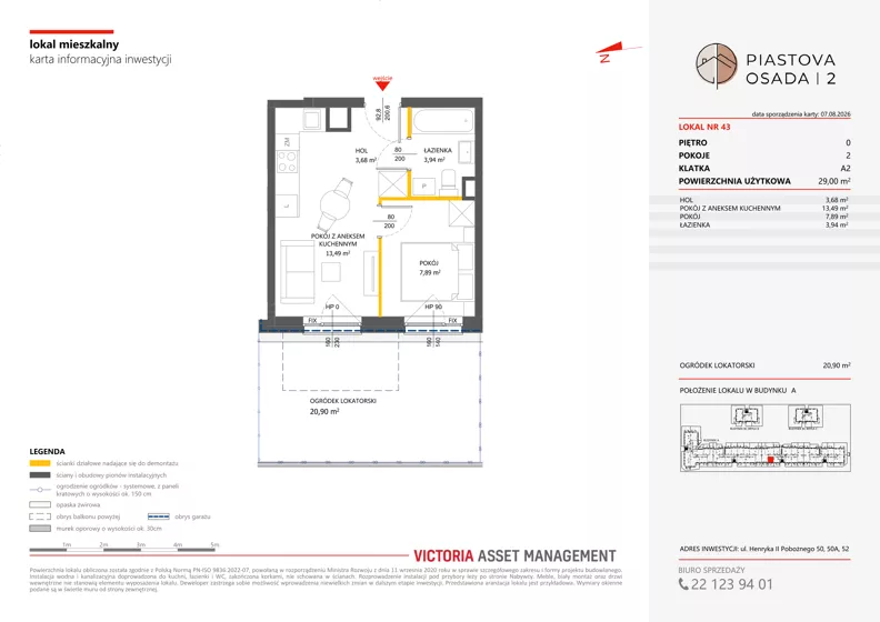 2 pokoje, mieszkanie 29,00 m², parter, oferta nr A-43, Piastova Osada 2, Warszawa, Ursus, Gołąbki, ul. Henryka II Pobożnego