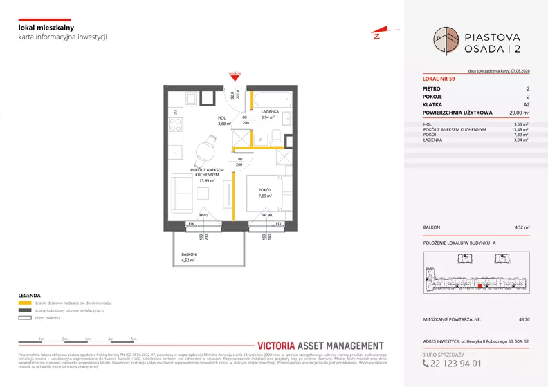 2 pokoje, mieszkanie 29,00 m², piętro 2, oferta nr A-59, Piastova Osada 2, Warszawa, Ursus, Gołąbki, ul. Henryka II Pobożnego