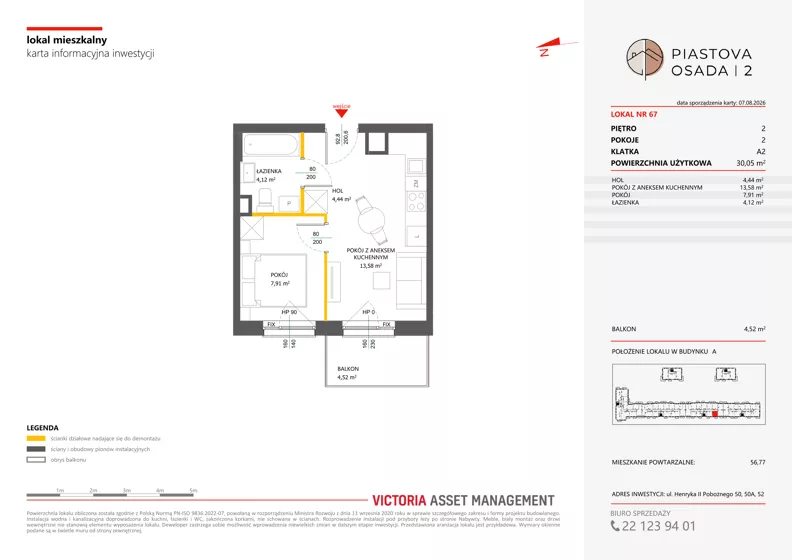 2 pokoje, mieszkanie 30,05 m², piętro 2, oferta nr A-67, Piastova Osada 2, Warszawa, Ursus, Gołąbki, ul. Henryka II Pobożnego