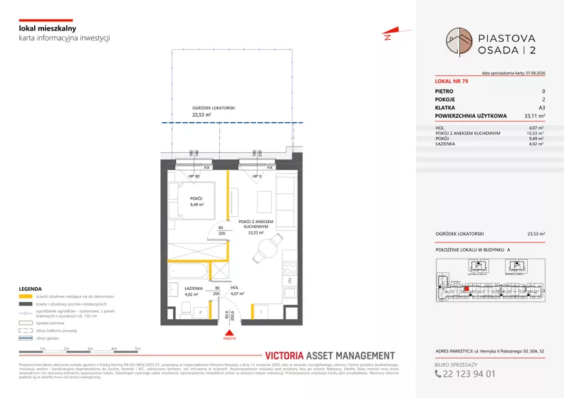 2 pokoje, mieszkanie 33,11 m², parter, oferta nr A-79, Piastova Osada 2, Warszawa, Ursus, Gołąbki, ul. Henryka II Pobożnego
