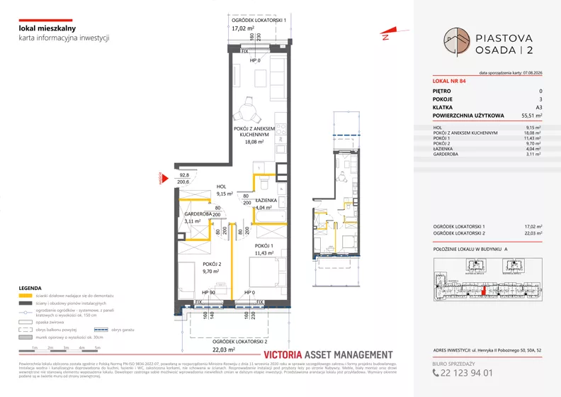 3 pokoje, mieszkanie 55,51 m², parter, oferta nr A-84, Piastova Osada 2, Warszawa, Ursus, Gołąbki, ul. Henryka II Pobożnego