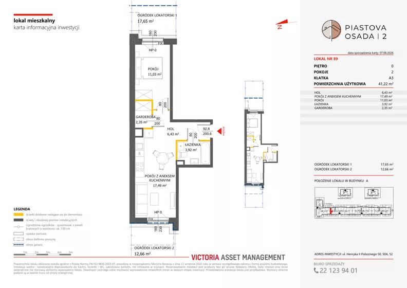 2 pokoje, mieszkanie 41,22 m², parter, oferta nr A-89, Piastova Osada 2, Warszawa, Ursus, Gołąbki, ul. Henryka II Pobożnego