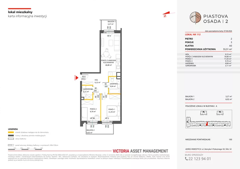 3 pokoje, mieszkanie 55,51 m², piętro 2, oferta nr A-112, Piastova Osada 2, Warszawa, Ursus, Gołąbki, ul. Henryka II Pobożnego
