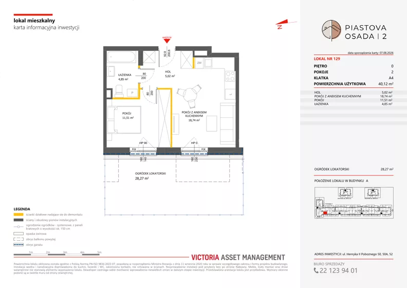 2 pokoje, mieszkanie 40,12 m², parter, oferta nr A-129, Piastova Osada 2, Warszawa, Ursus, Gołąbki, ul. Henryka II Pobożnego