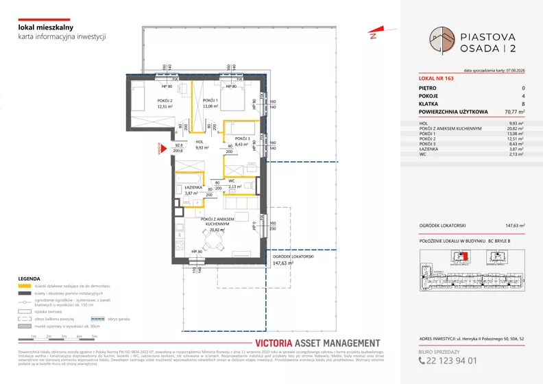 4 pokoje, mieszkanie 70,77 m², parter, oferta nr B-163, Piastova Osada 2, Warszawa, Ursus, Gołąbki, ul. Henryka II Pobożnego