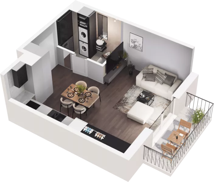 1 pokój, mieszkanie 34,92 m², piętro 4, oferta nr C4-20, Slow City - Etap C, Kraków, Prądnik Biały, ul. Piaszczysta 33 - 35