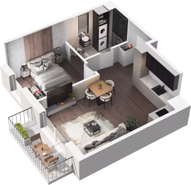 2 pokoje, mieszkanie 43,04 m², piętro 3, oferta nr C2-80, Slow City - Etap C, Kraków, Prądnik Biały, ul. Piaszczysta 33 - 35