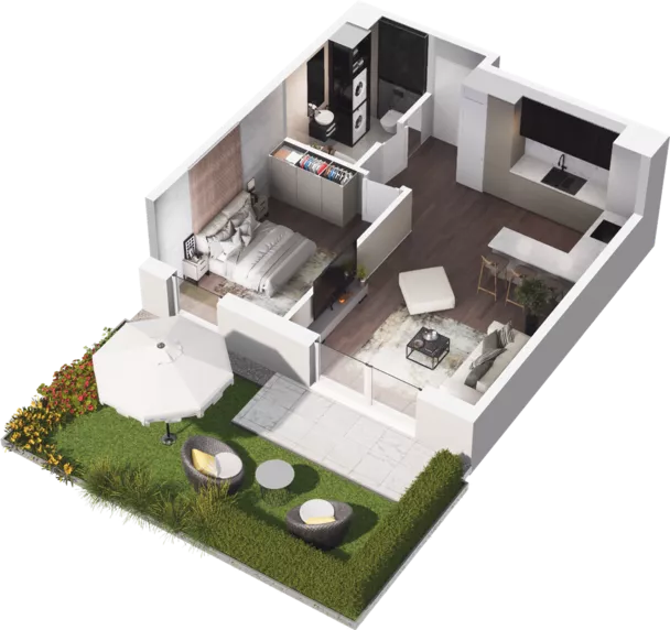 2 pokoje, mieszkanie 46,55 m², parter, oferta nr C3-86, Slow City - Etap C, Kraków, Prądnik Biały, ul. Piaszczysta 33 - 35