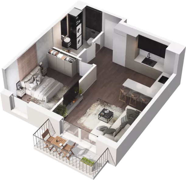 2 pokoje, mieszkanie 46,65 m², piętro 3, oferta nr C3-106, Slow City - Etap C, Kraków, Prądnik Biały, ul. Piaszczysta 33 - 35