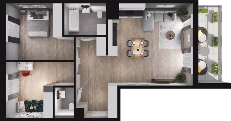 3 pokoje, mieszkanie 74,72 m², piętro 6, oferta nr A19, Podedworze 13, Kraków, Podgórze Duchackie, Piaski Wielkie, ul. Podedworze 13