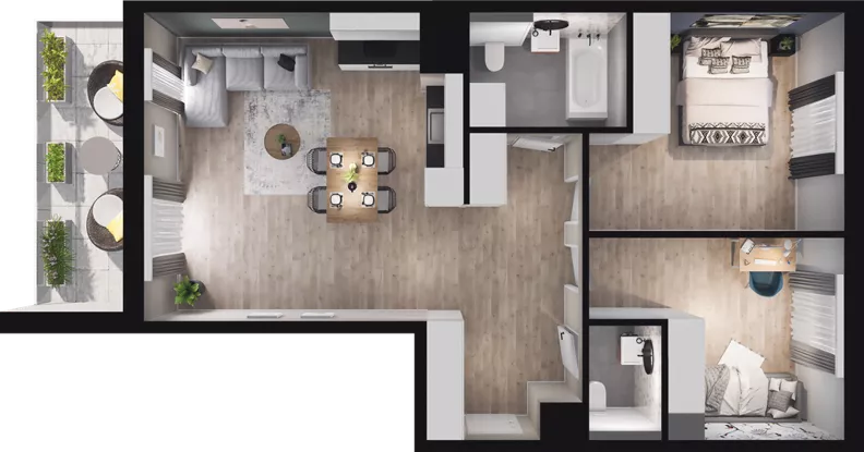 3 pokoje, mieszkanie 73,77 m², piętro 3, oferta nr A96, Podedworze 13, Kraków, Podgórze Duchackie, Piaski Wielkie, ul. Podedworze 13
