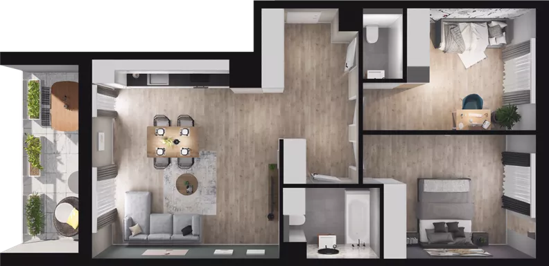 3 pokoje, mieszkanie 70,96 m², piętro 10, oferta nr B65, Podedworze 13, Kraków, Podgórze Duchackie, Piaski Wielkie, ul. Podedworze 13