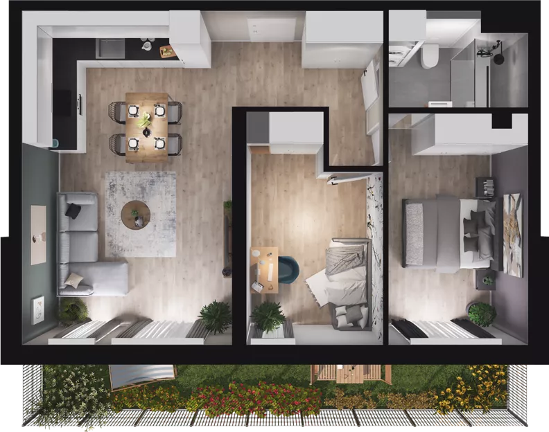 3 pokoje, mieszkanie 59,40 m², parter, oferta nr B72, Podedworze 13, Kraków, Podgórze Duchackie, Piaski Wielkie, ul. Podedworze 13