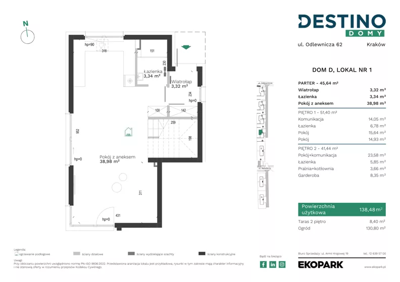 4 pokoje, mieszkanie 138,48 m², parter, oferta nr D1, Destino Domy, Kraków, Bronowice, Bronowice Małe, ul. Odlewnicza/Bakałarzy