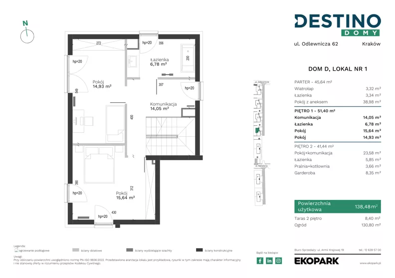 4 pokoje, mieszkanie 138,48 m², parter, oferta nr D1, Destino Domy, Kraków, Bronowice, Bronowice Małe, ul. Odlewnicza/Bakałarzy