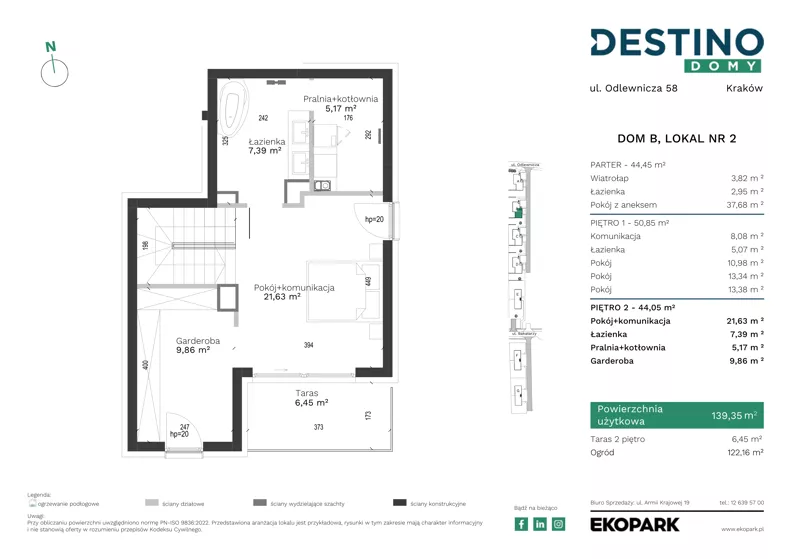 5 pokoi, mieszkanie 139,35 m², parter, oferta nr B2, Destino Domy, Kraków, Bronowice, Bronowice Małe, ul. Odlewnicza/Bakałarzy