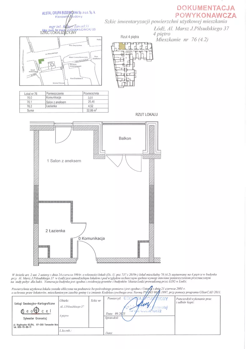 1 pokój, mieszkanie 32,99 m², piętro 4, oferta nr 4.2, Diasfera III, Łódź, Śródmieście, al. Piłsudskiego 37