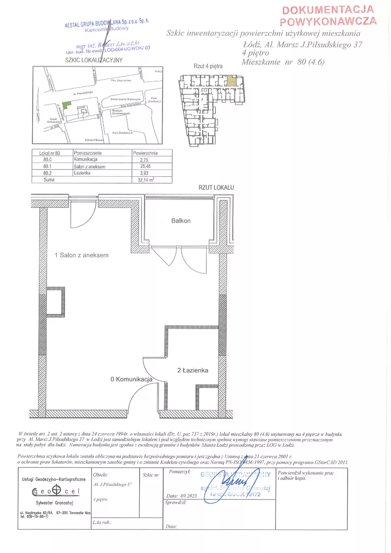 1 pokój, mieszkanie 32,14 m², piętro 4, oferta nr 4.6, Diasfera III, Łódź, Śródmieście, al. Piłsudskiego 37