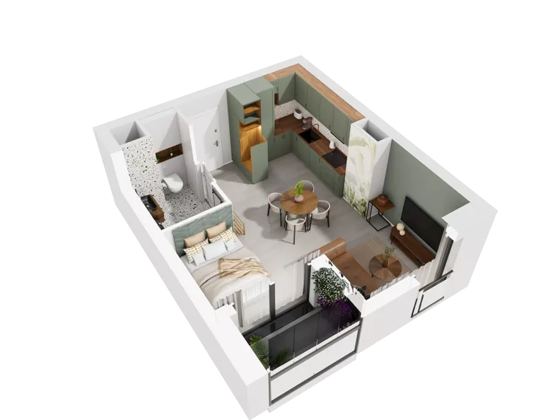 1 pokój, mieszkanie 32,14 m², piętro 4, oferta nr 4.6, Diasfera III, Łódź, Śródmieście, al. Piłsudskiego 37