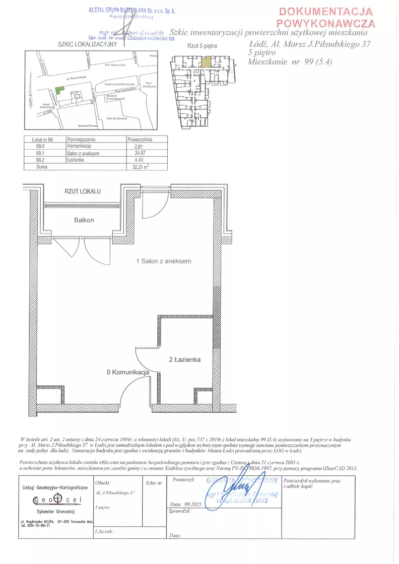 1 pokój, mieszkanie 32,21 m², piętro 5, oferta nr 5.4, Diasfera III, Łódź, Śródmieście, al. Piłsudskiego 37
